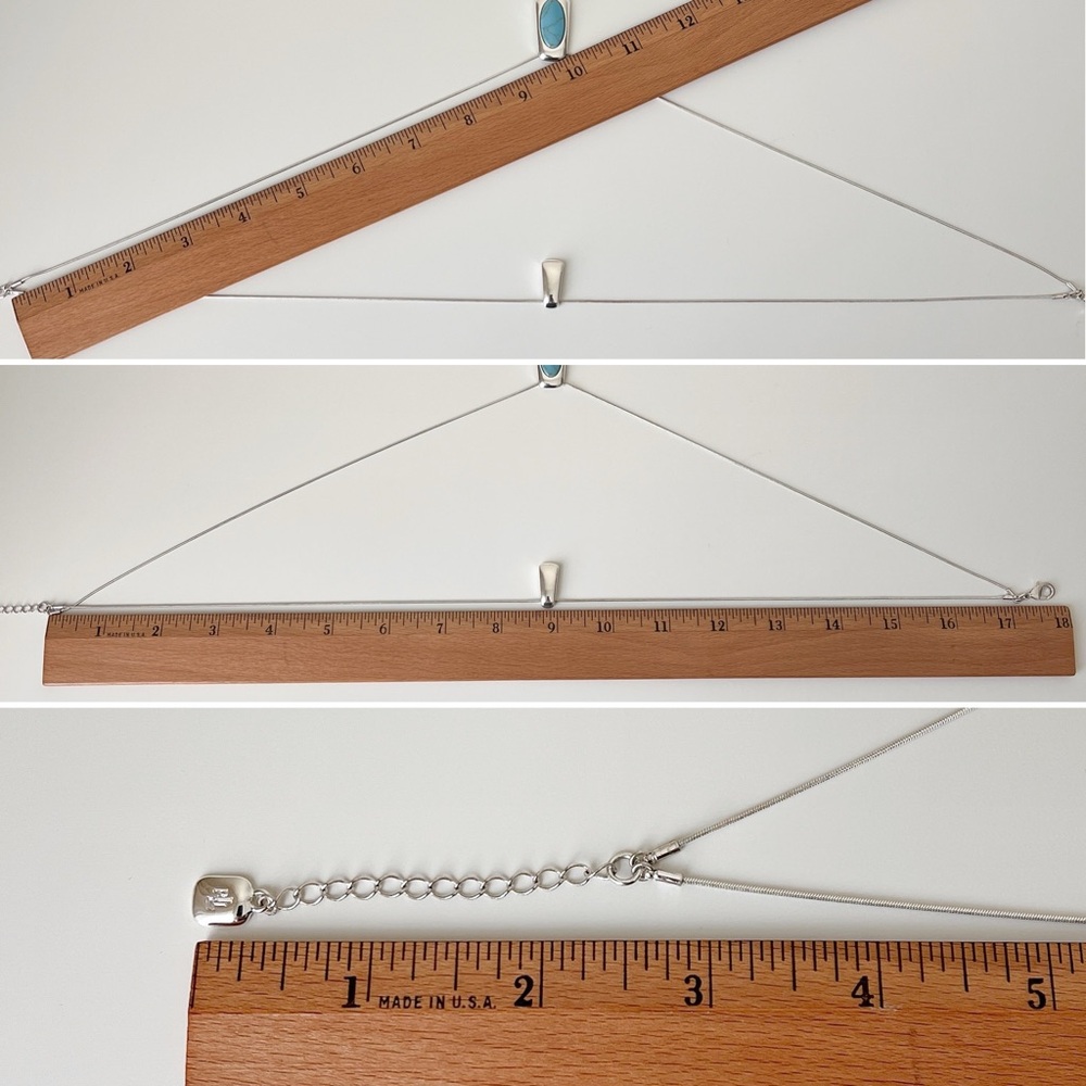 Ralph Lauren Silver Tiered Necklace + Turquoise Stone Pendant | 17–19” | GUC - Picture 8 of 9
